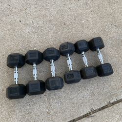 120lb RUBBER HEX DUMBBELL SET 15LB - 20LB -25LB PAIRS