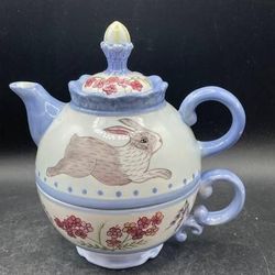 Zrike Meadow Bunny Handpainted Stackable Teapot 