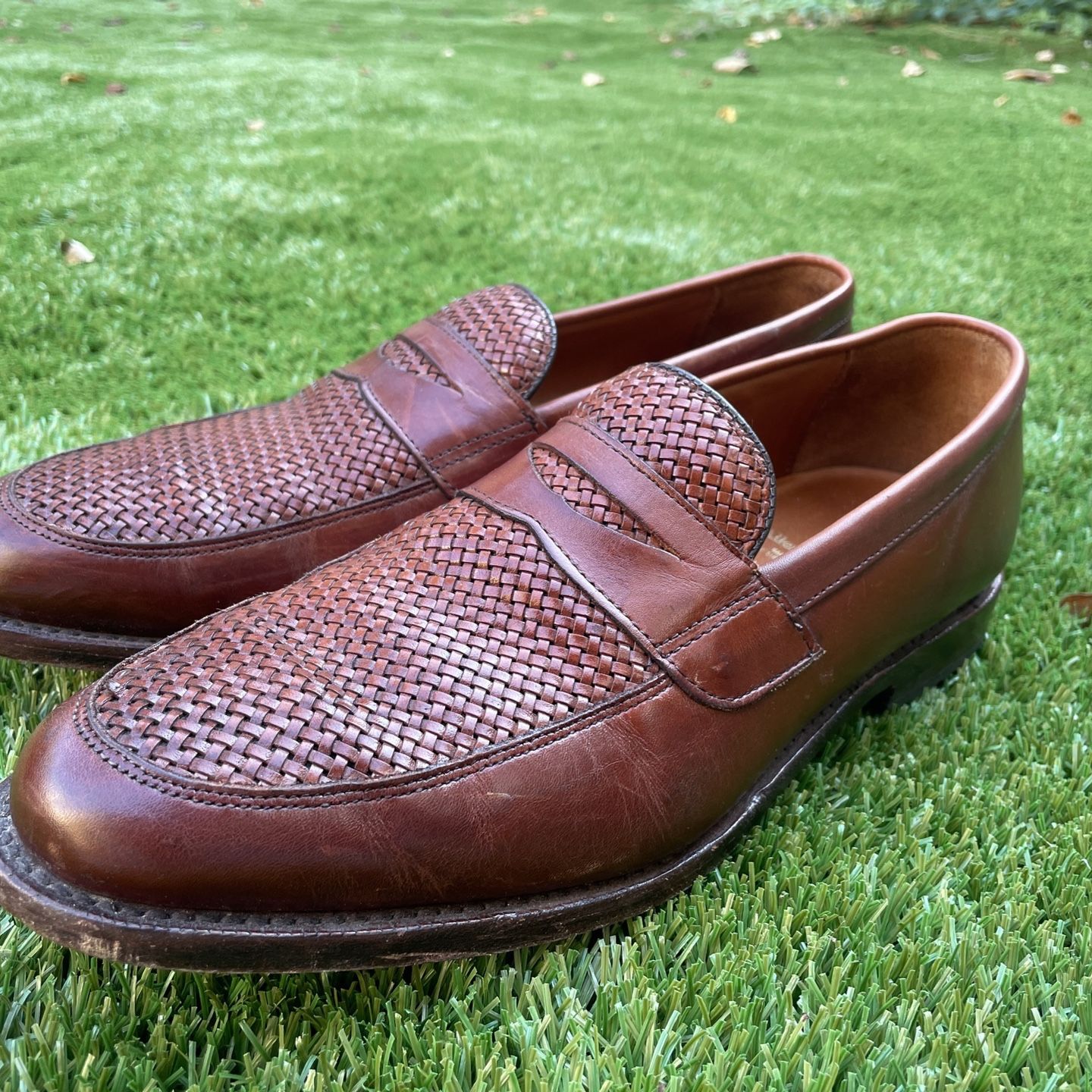 Allen Edmonds Lake Bluff Weave loafers Allen Edmonds Lake Bluff Woven Penny Loafers Chili 9.5 D for  main image 4