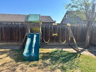 Wooden Swing Set with Slide and Swings