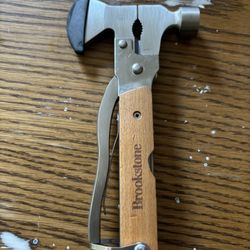Brookstone Hammer Axe Multitool With Wooden Handle