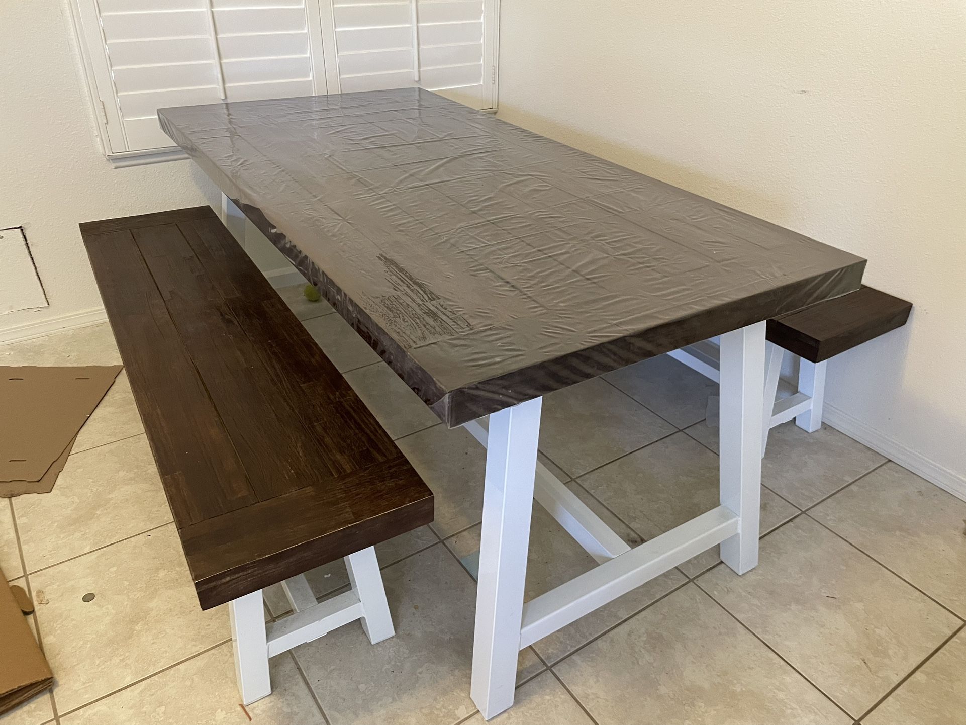 Large Dining Table With Benches