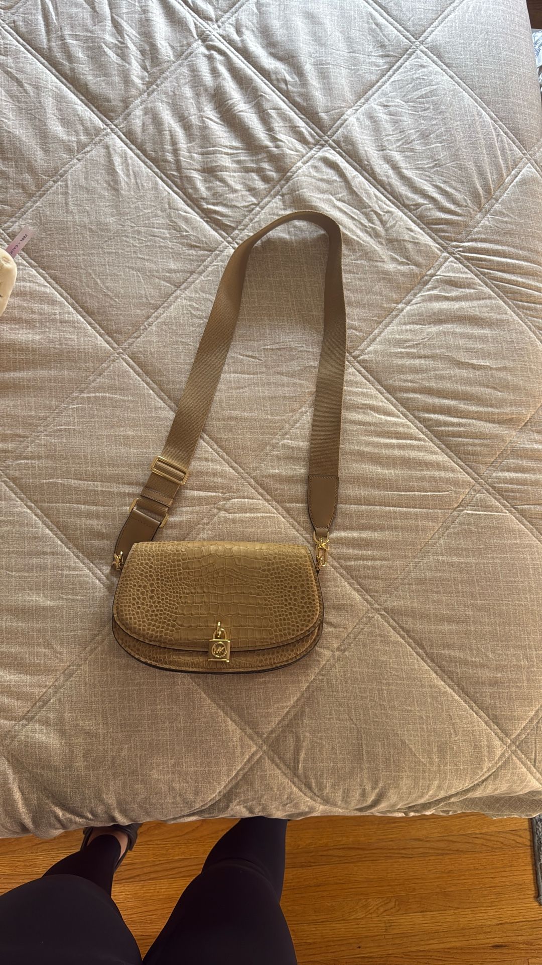 Mila Medium Crocodile Embossed Leather Messenger Bag