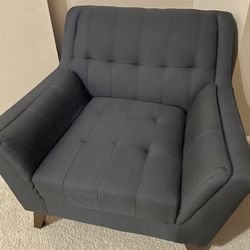 Dark Gray Chair With Big Ottoman 