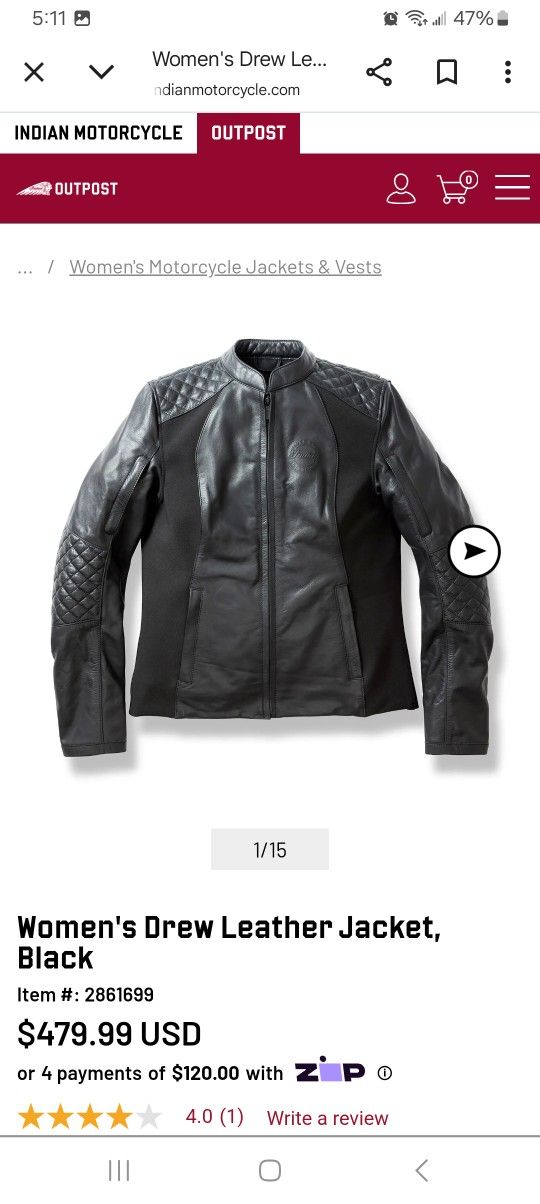 Indian Motorcycle Women's Black Leather Drew Jacket