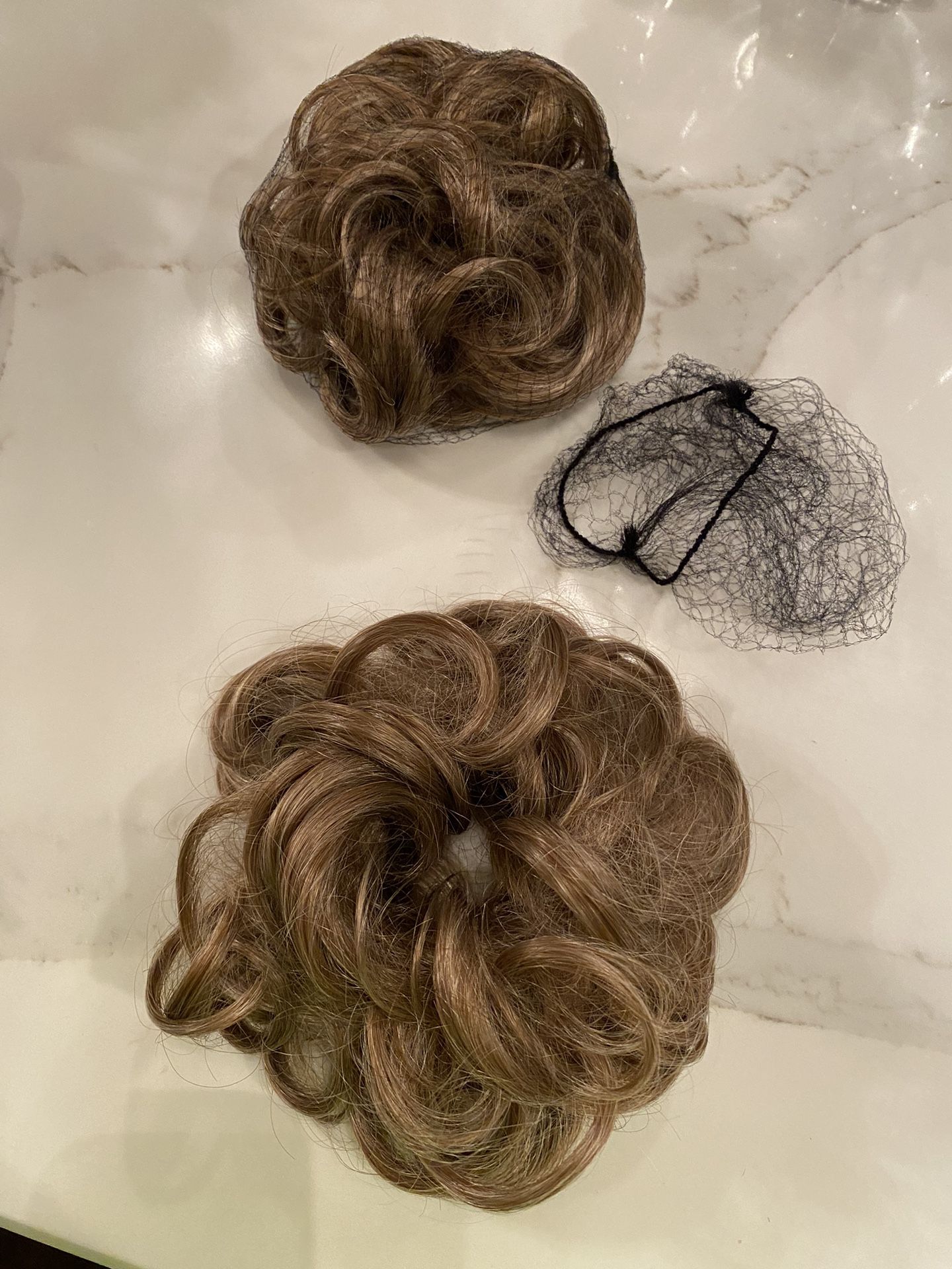 Curly BrownFaux Hair Bun Scrunchie/Extension (NEW w/ net- I have 2 of these. This is price each.
