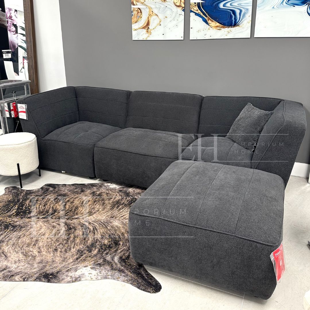 Grey Chenille Sofa Sectional 4 Piece 🔥buy Now Pay Later 