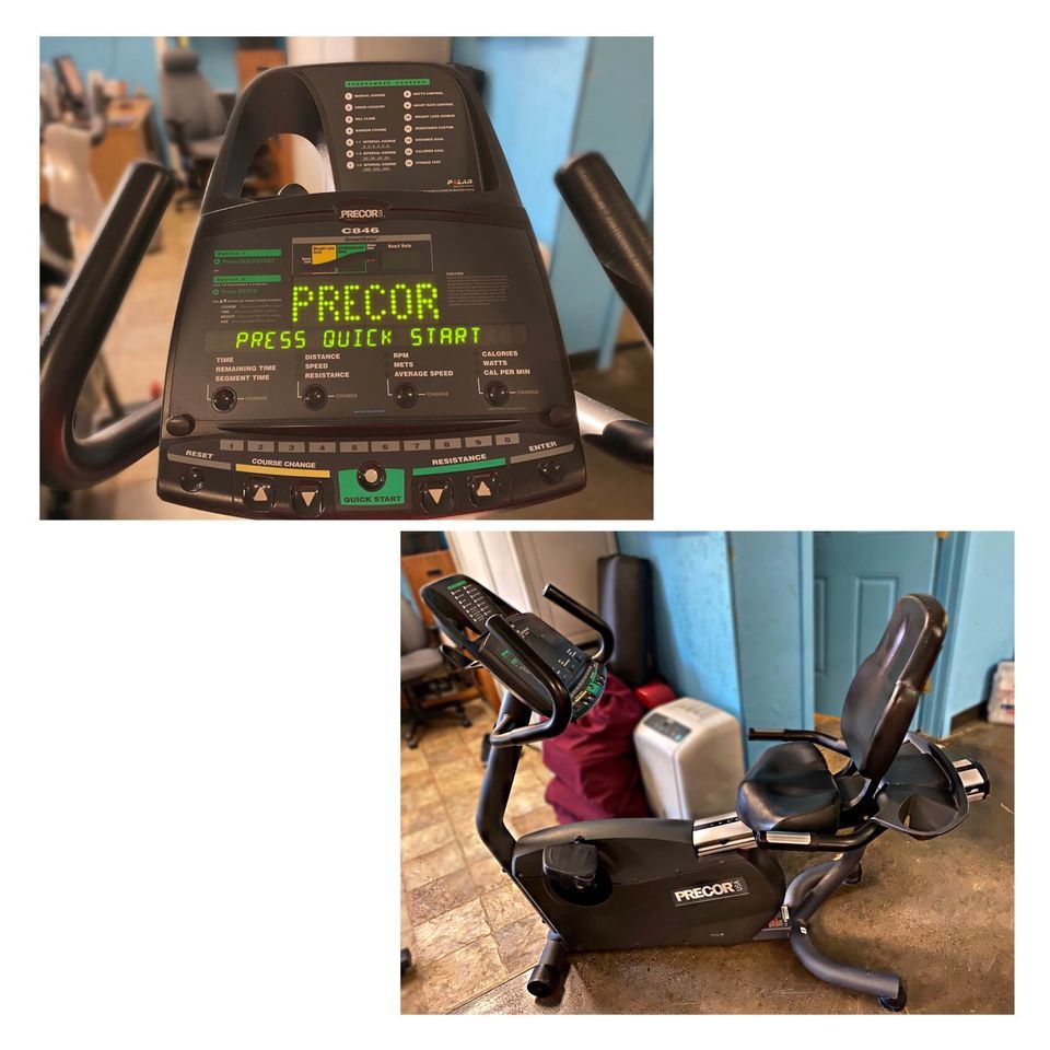 Two Precor C846 Recumbent Exercise Bikes