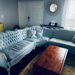Victorian Pale Blue Antique Couch set