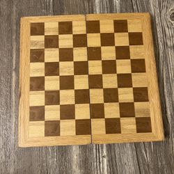 Vintage Foldable Wooden Chess Board And Pieces 