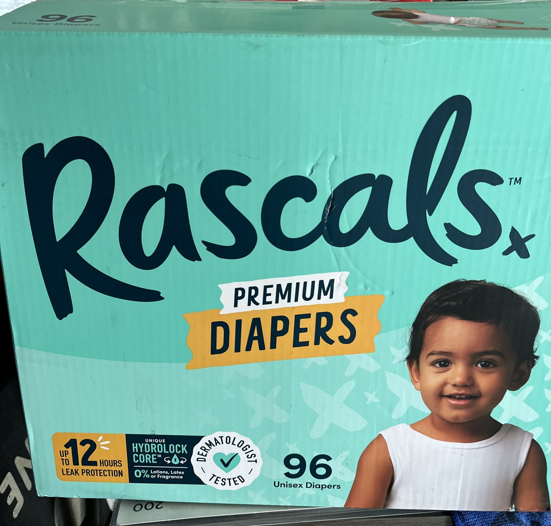 Rascals Premium Absorbent Baby Diapers Size 7, 96 Count
