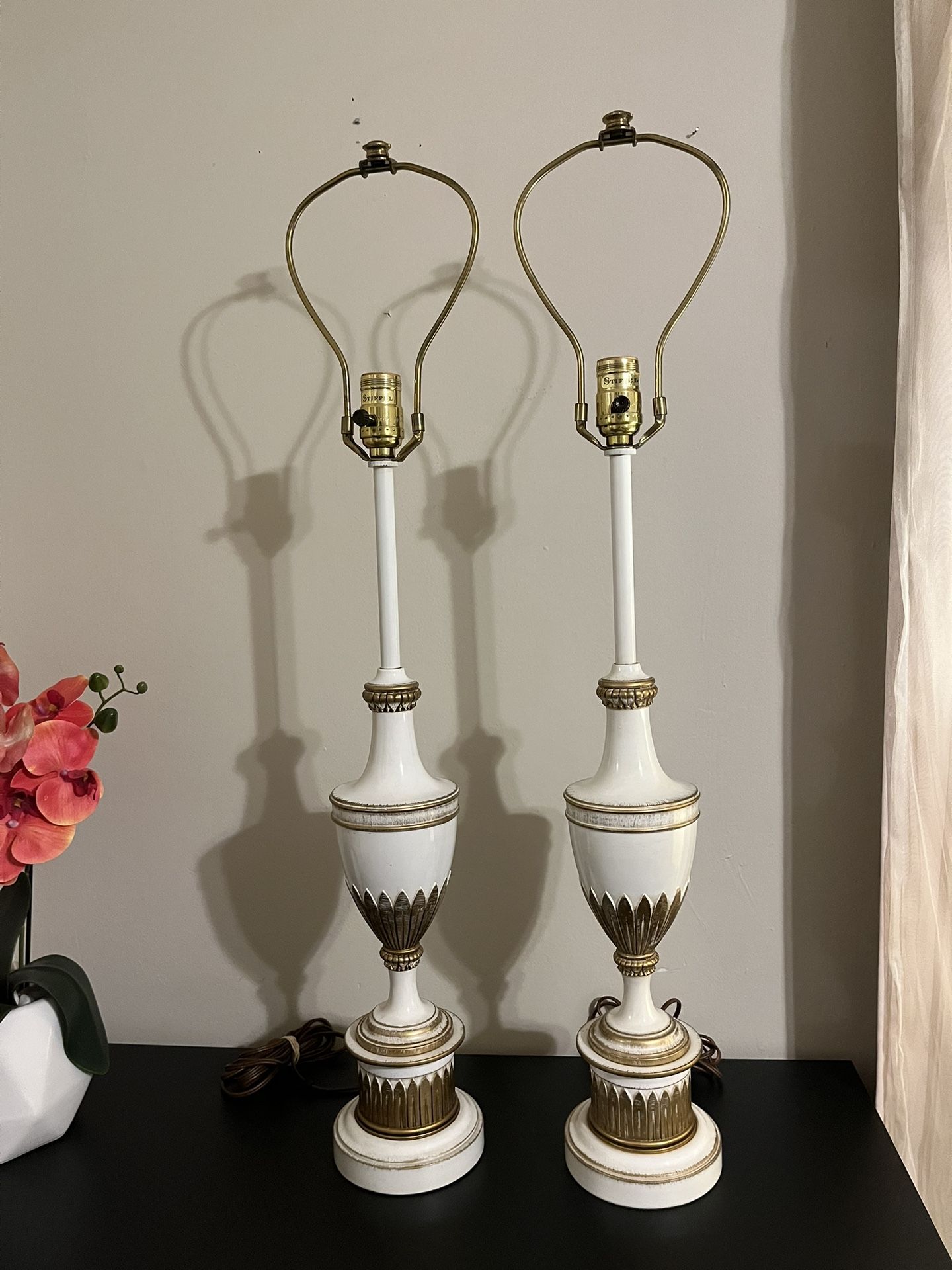 Stiffel Adam Hollywood Regency Classic Metal Table Lamps