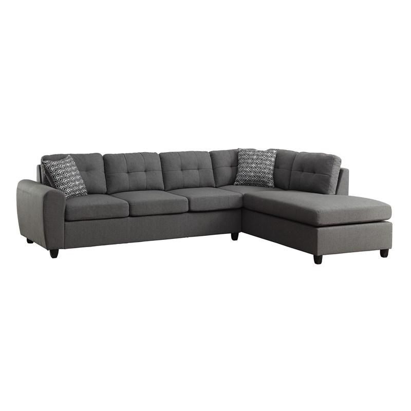 sectional sofa couch Grey Linen Reversible Format 2 Pillows