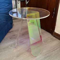 Iridescent acrylic side table