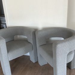Gray Boucle Fabric Chairs