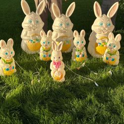 Huge Bundle Of 8 Easter Bunny Blow Molds 