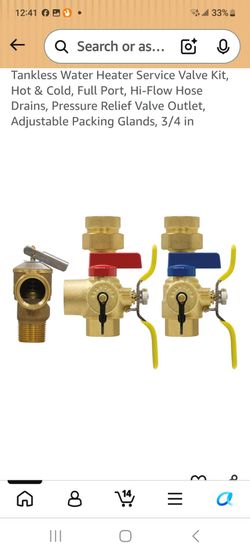 Water Heater valve kit
