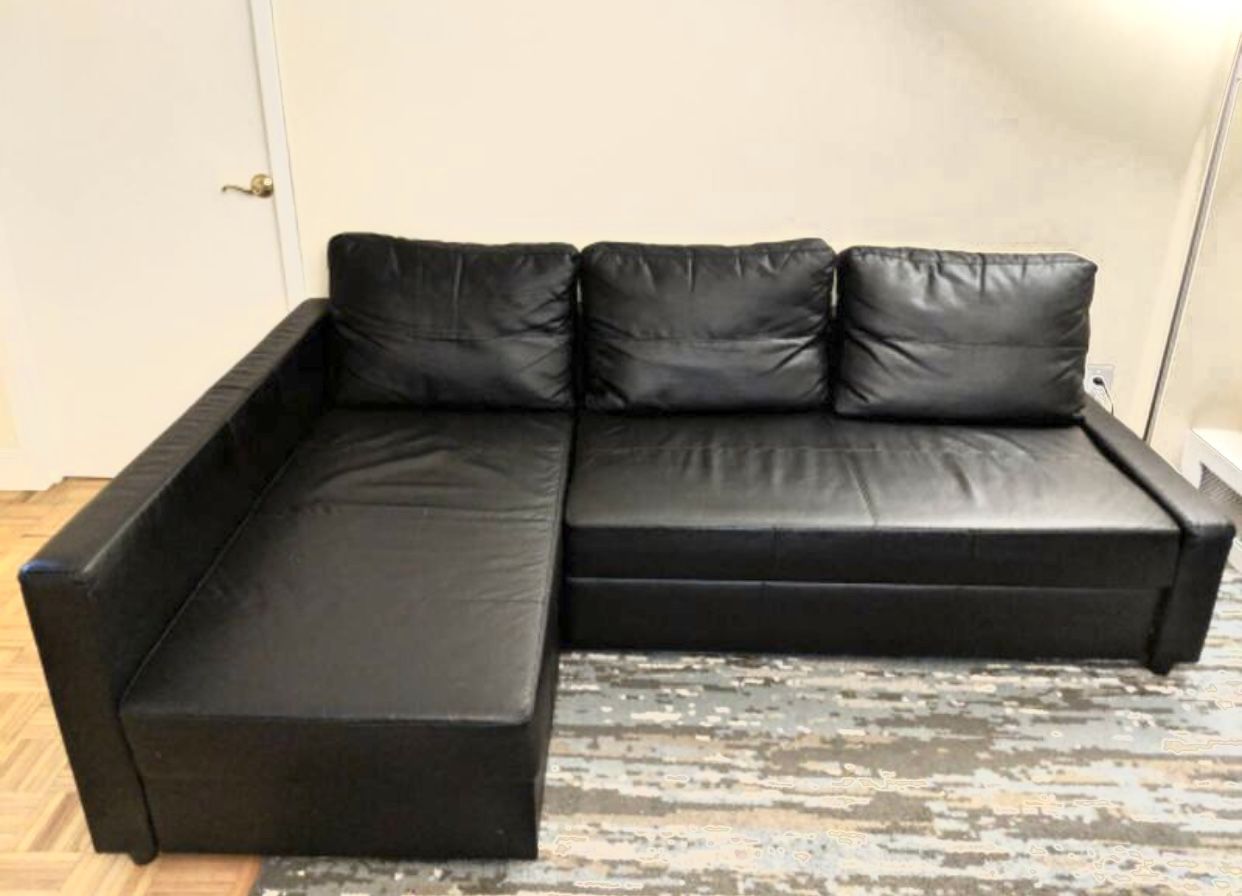 black leather friheten sleeper sofa bed - Can Deliver