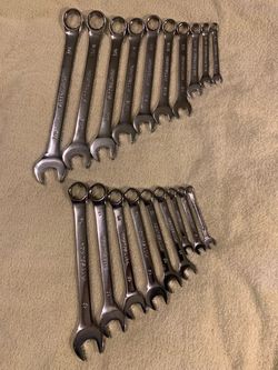 19 piece chrome vanadium  , metric and SAE combination wrenches