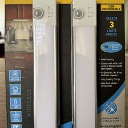 Slimbeam Lithium Cabinet Lights 2-PK USB Rechargeable 3 Light Modes.
