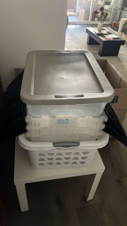 Moving plastic Bins and basket