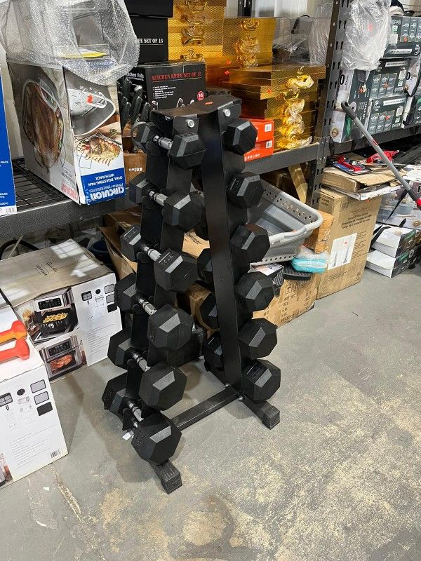 Inspire Fitness 210 Lb 5 30 LB RUBBER dumbbell Set With Rach for Sale in Bakersfield CA OfferUp