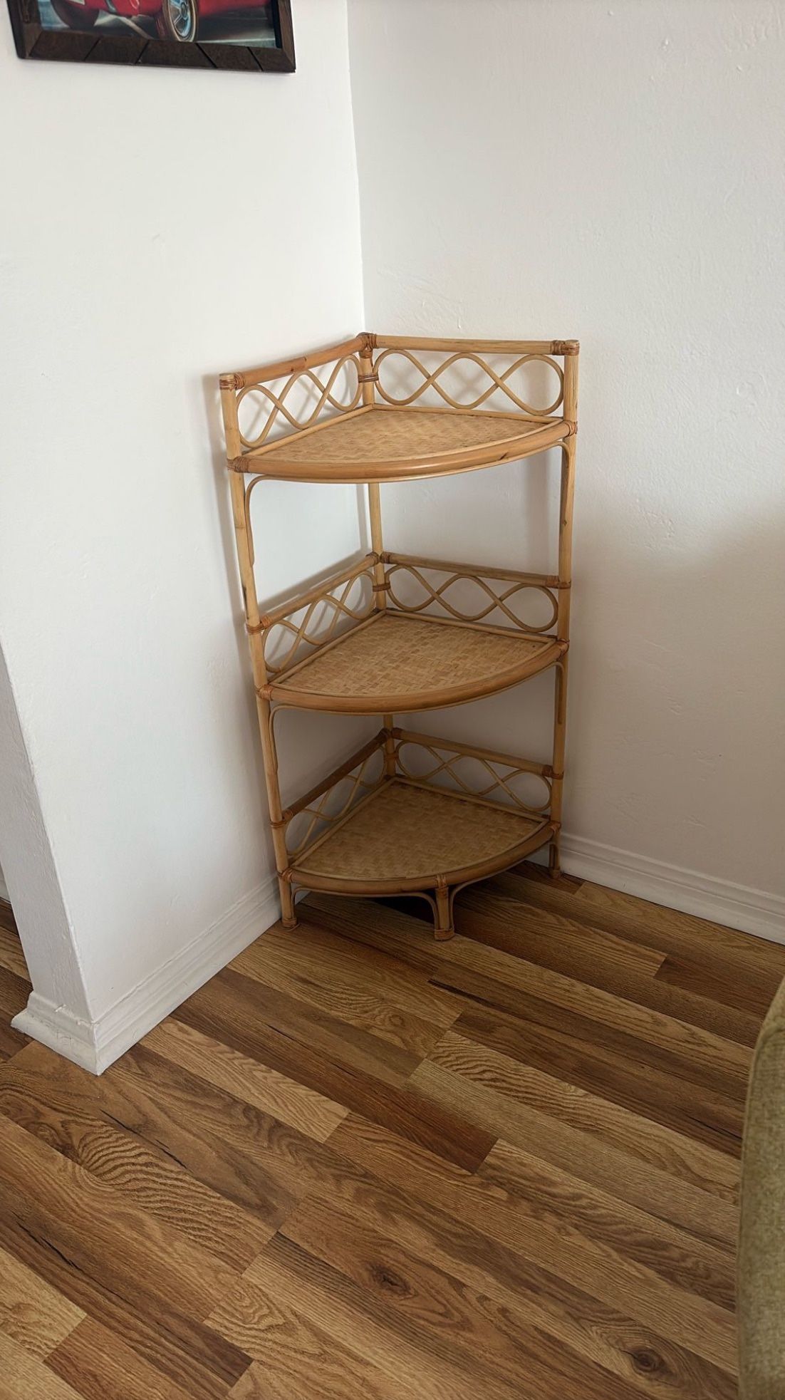 3 Tier Wicker Corner Shelf