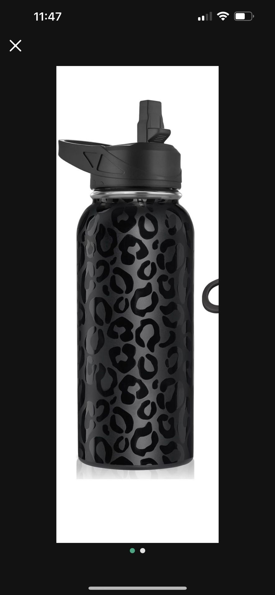32 Oz Leopard Water Bottle With Straw New