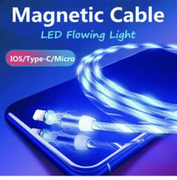 3 in 1 LED light phone charger 6.3ft for iPhone & Samsung