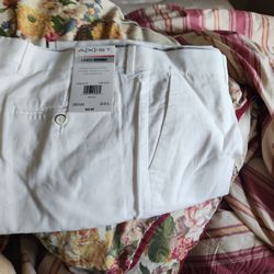 White Linen Strait Fit Casual Dress Slacks Flat Front Pants New 36W x 32L