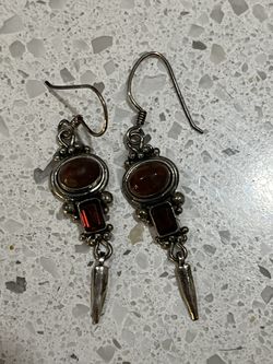 Garnet Silver Earrings