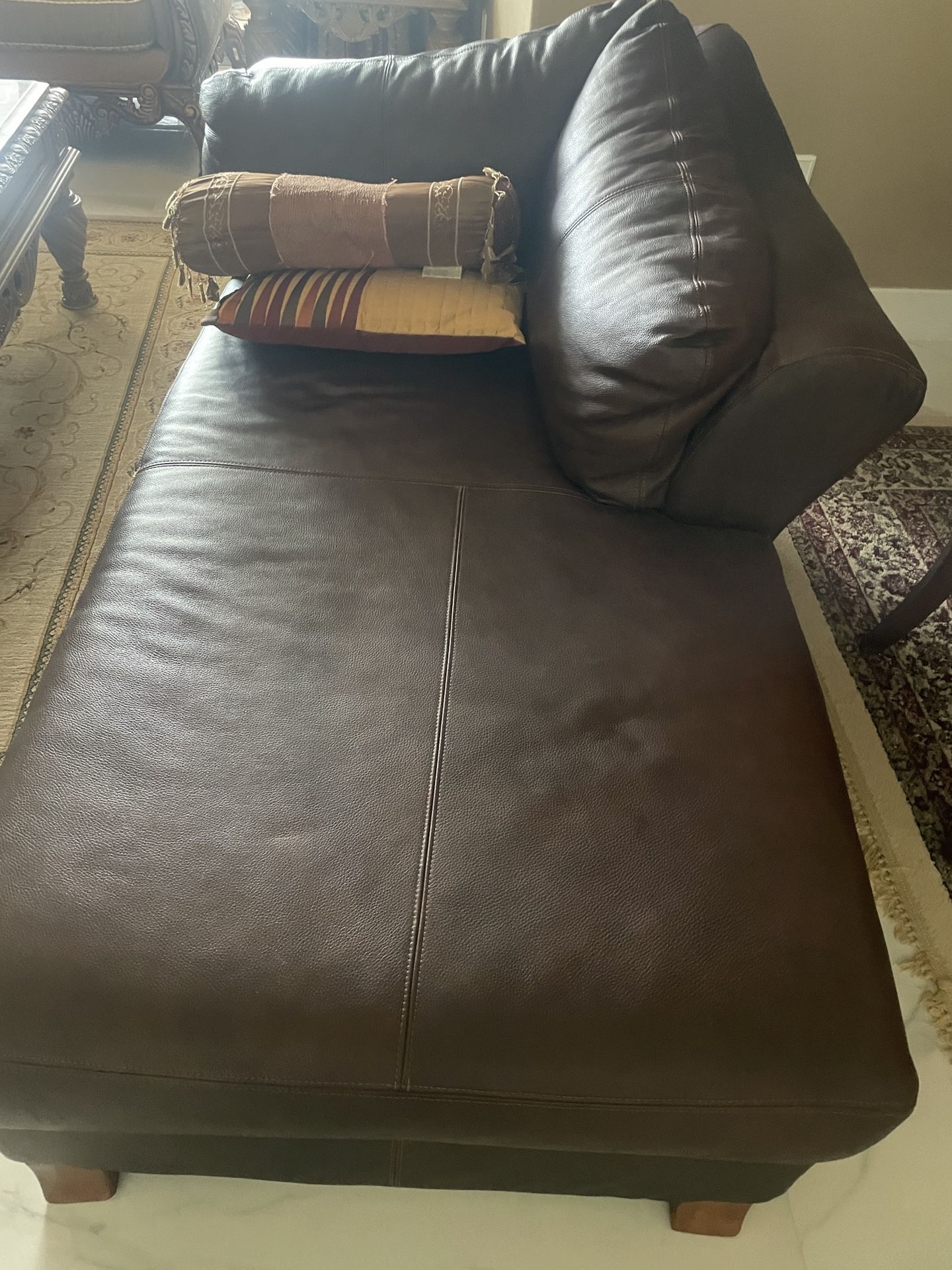 Genuine leather chaise lounge/sofa Brown- $100