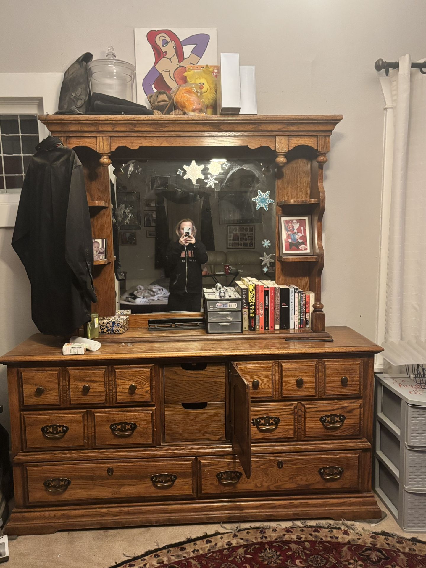 Wood Dresser And Mirror
