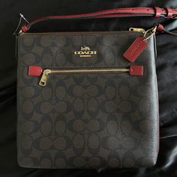 Coach Signature Crossbody Bag - Brown/ Red (Authentic)