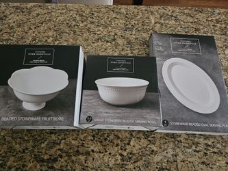 Stoneware Bowls And Serving Plate