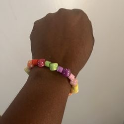 Colorful Dice Bead Bracelet – Handmade Stretch Rainbow Jewelry
