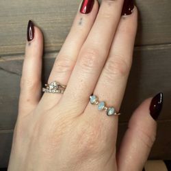 Light Blue And Clear Stone Ring - Size 7.75