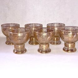 Vintage Anthropologie Gold Luster 128 Cordial Glasses