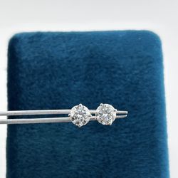  Earrings In 14k White Gold Screw Back 