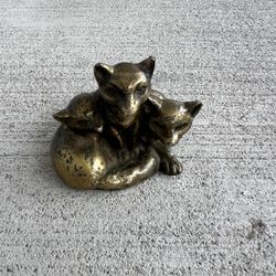 Antique Jennings Brothers JB1432 Bronze Fox Cubs Figurine Three Foxes Sculpture