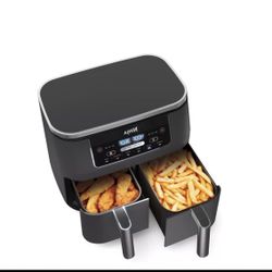 Ninja DZ201 Foodi 8 Quart 6-in-1 DualZone 2-Basket Air Fryer with 2 Independent Frying Baskets, Match Cook & Smart Finish to Roast, Broil, Dehydrate &