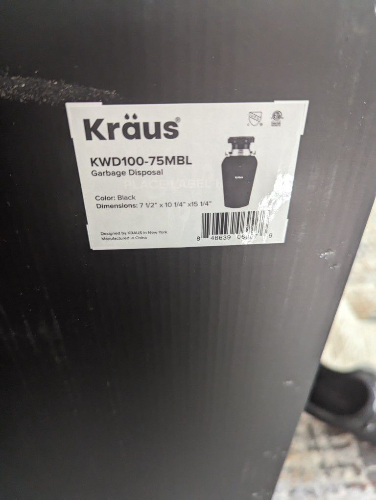 Brand New Unused Kraus 3/4 Garbage Disposal