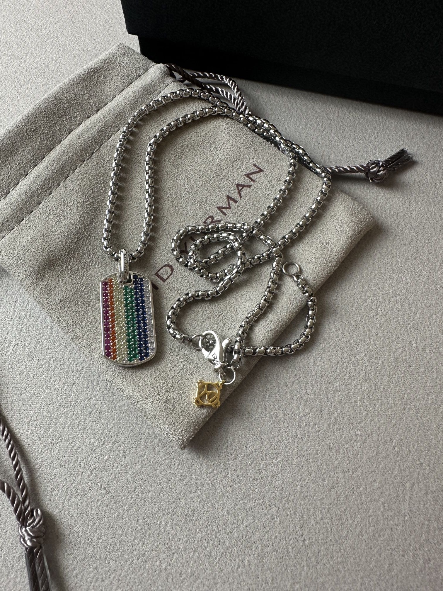 David Yurman Colorful Dog Tag Pendant Necklace