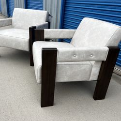 Brand New. (Set Of 2) Ashley Accent Chairs. Color:Bone/Espresso Wood. $299