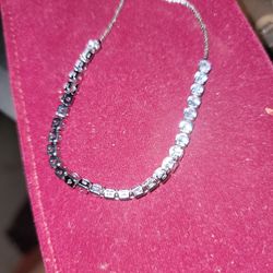 6 Inch adjustable White Sapphire bracelet Sterling Silver