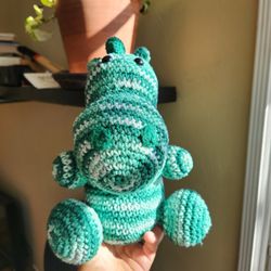 Handmade Crochet Dinosaur Plush — Green & White Amigurumi