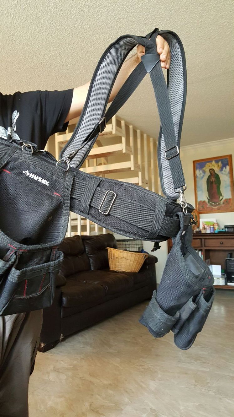Husky Framer's Suspension Rig Heavy Duty Adjustable Tool Belt Work Storage Pouch