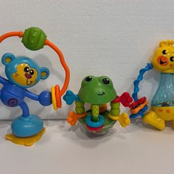 Infantino Flip Flop Frog and Stick Spin Monkey PlayGo Giraffe Rattle Toys