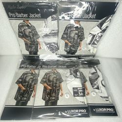 lot Of 5 New - "Master Barber" Pro Barber Jacket By Luxor Pro XL WHITE/BLK