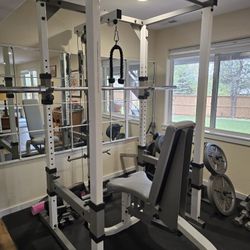 Tuff Stuff Squat Rack, Bench, Pulleys, Bars And Weights